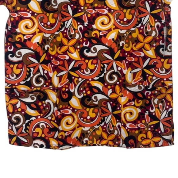 Cassandra O Scrub Shirt Top Womens Small Orange Yellow New Abstract Pattern - Picture 4 of 10